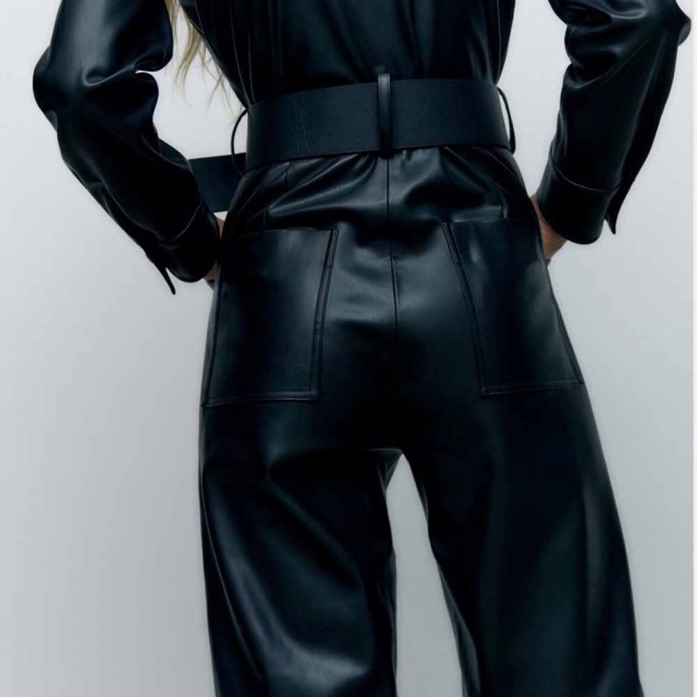 Zara Navy Belted Jumpsuit - Picture 4 of 10